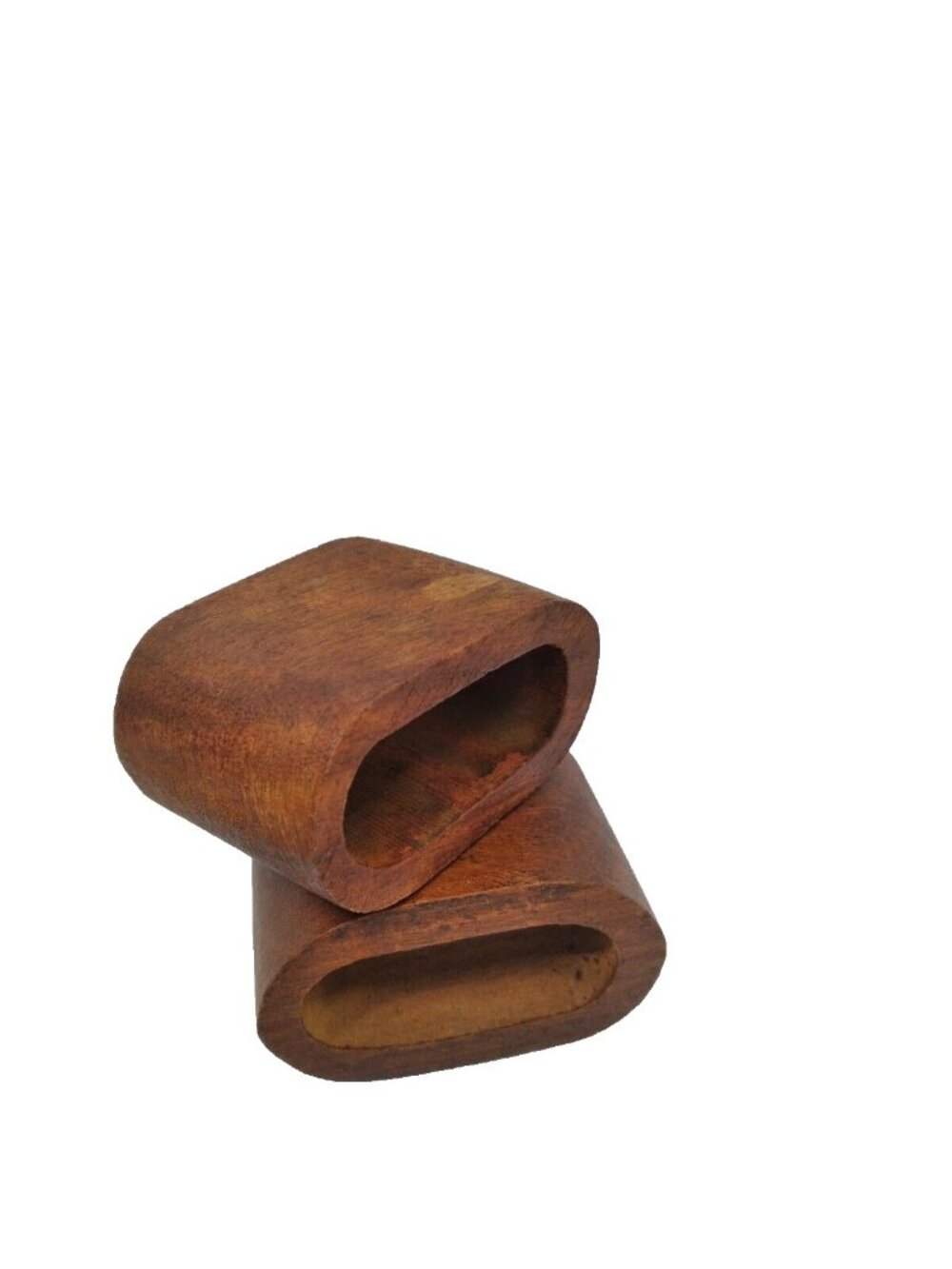 Vintage Set of 2 MCM Scandinavian Style Unmarked Geometric Wood Napkin Rings